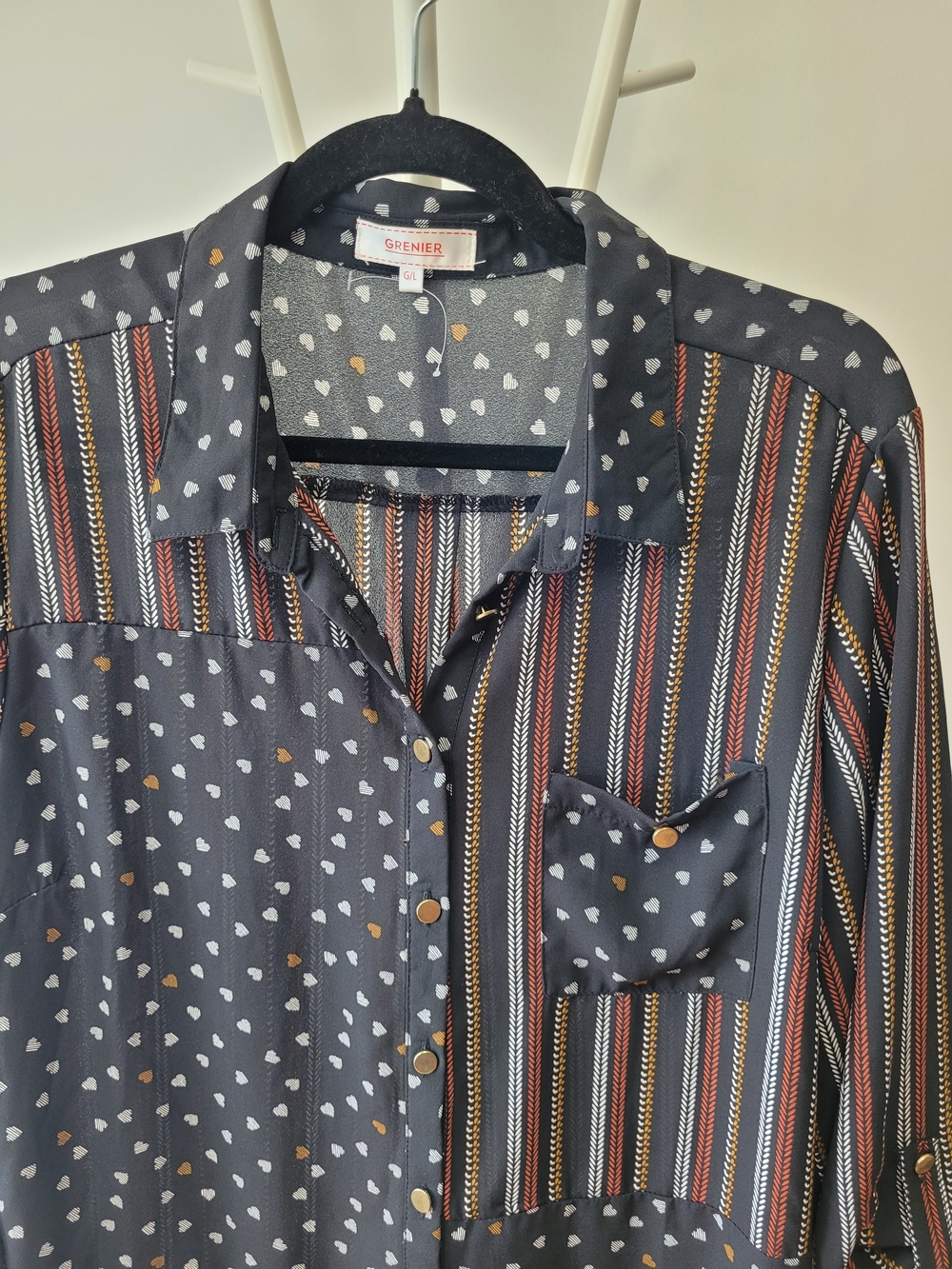 🍂 Like New - Le Grenier Boho Button-Up Tunic Top - Large